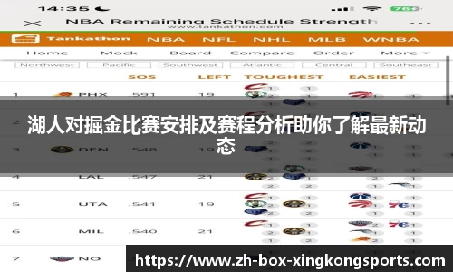 湖人对掘金比赛安排及赛程分析助你了解最新动态